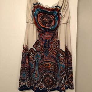 Bailey Blue strapless cream and print dress